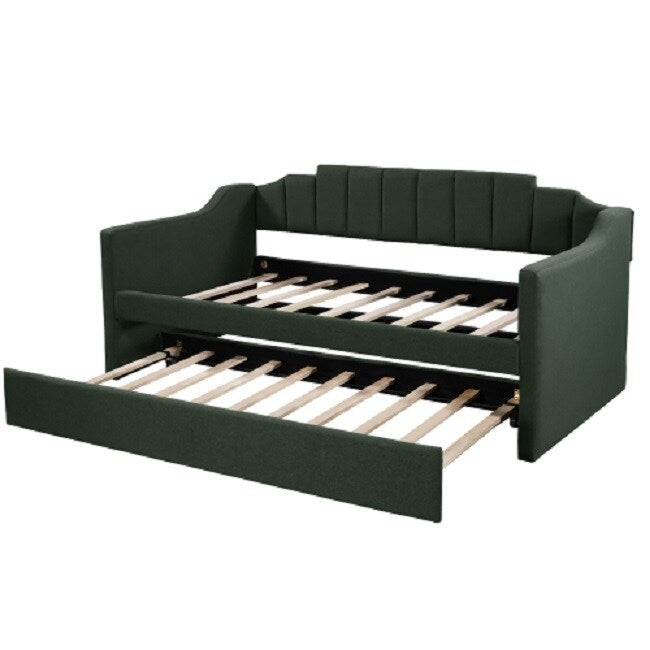 Upholstered Twin Daybed with Trundle, Green（New）