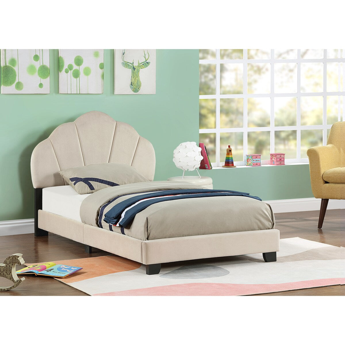 Upholstered Twin Size Platform Bed for Kids