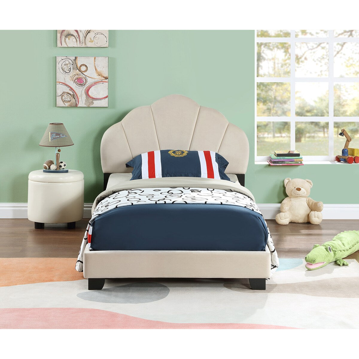 Upholstered Twin Size Platform Bed for Kids
