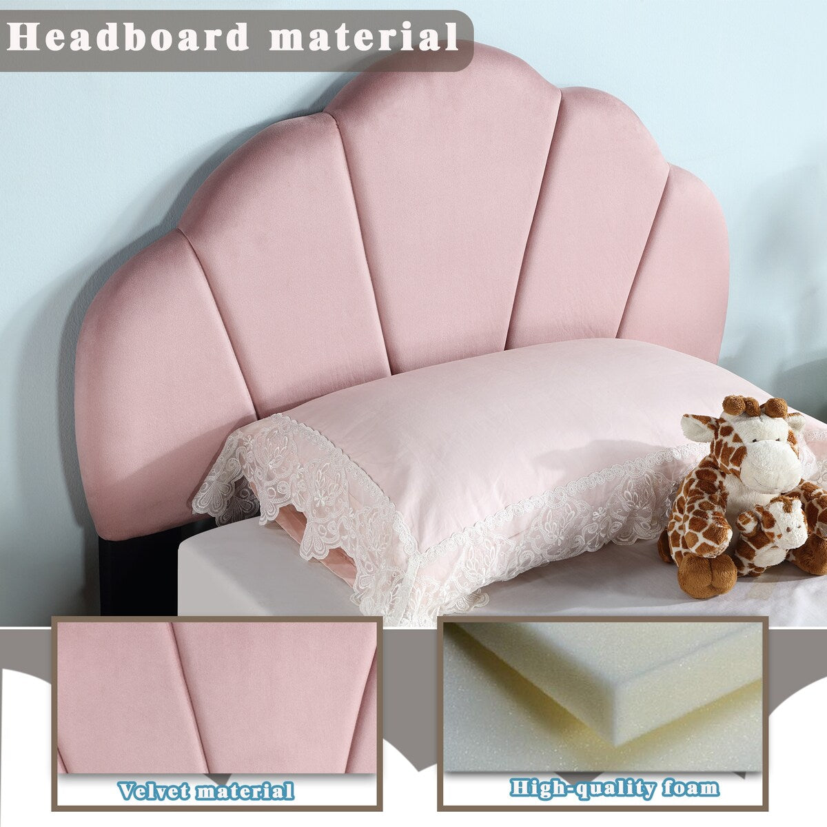Upholstered Twin Size Platform Bed for Kids