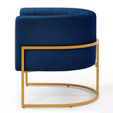 Upholstered Velvet Accent Chair with Golden Metal Stand,Leisure Chair with Curve Backrest