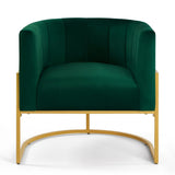 Upholstered Velvet Accent Chair with Golden Metal Stand,Leisure Chair with Curve Backrest