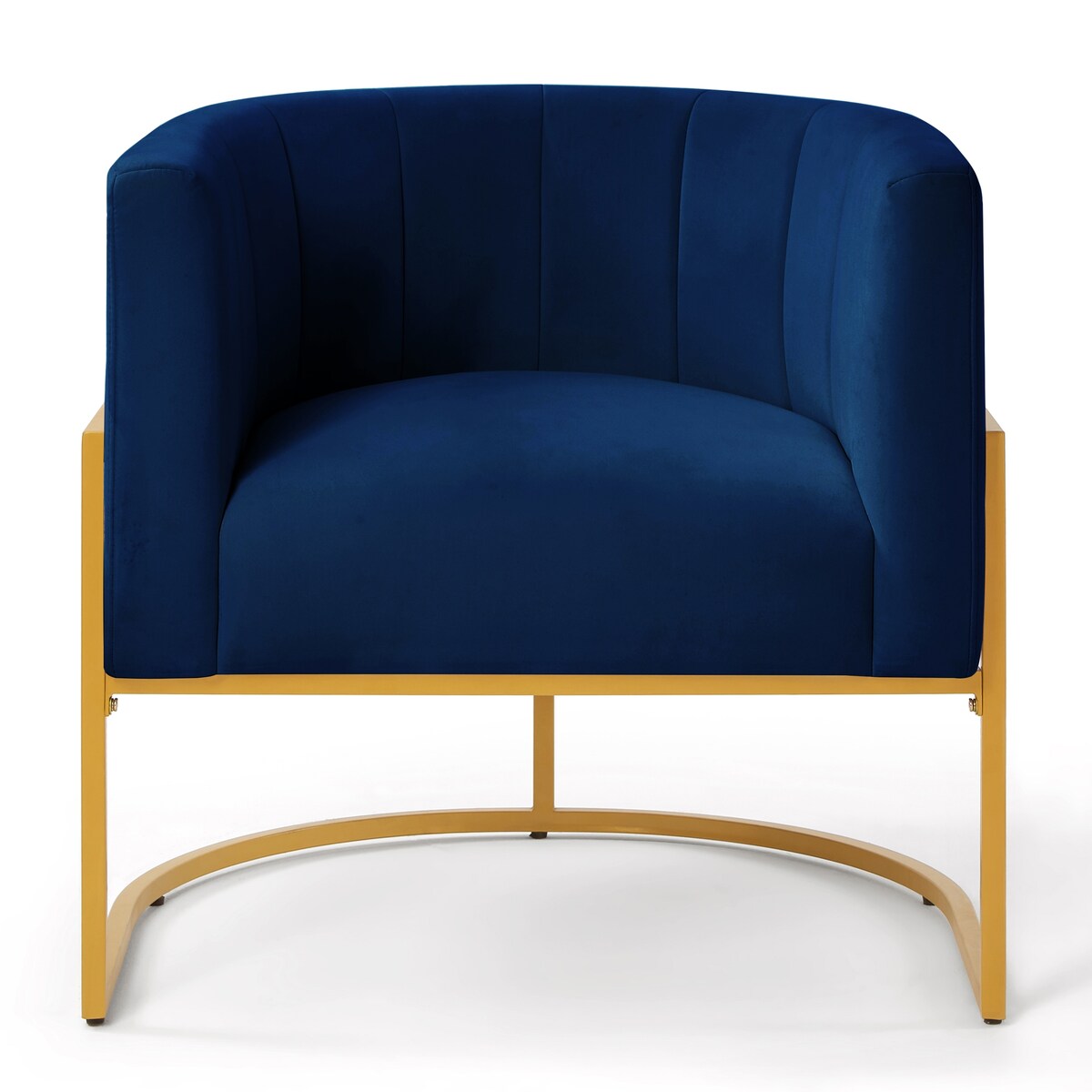 Upholstered Velvet Accent Chair with Golden Metal Stand,Leisure Chair with Curve Backrest