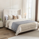 Upholstered Velvet King Bed,54" High Wingback Headboard with Hand Buttoned Tufting