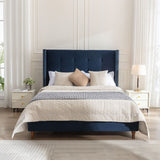 Upholstered Velvet King Bed,54" High Wingback Headboard with Hand Buttoned Tufting