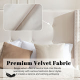 Upholstered Velvet King Bed,54" High Wingback Headboard with Hand Buttoned Tufting