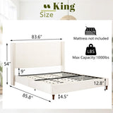 Upholstered Velvet King Bed,54" High Wingback Headboard with Hand Buttoned Tufting