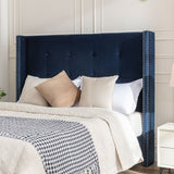 Upholstered Velvet King Bed,54" High Wingback Headboard with Hand Buttoned Tufting
