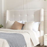 Upholstered Velvet King Bed,54" High Wingback Headboard with Hand Buttoned Tufting