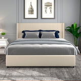 Velvet Upholstered Wingback Platform Bed with Patented 4 Drawers Storage and Modern Design Headboard