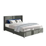 Upholstered Wingback Platform Bed with Patented 4 Drawers Storage