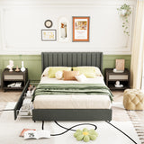 Upholstered Wingback Platform Bed with Patented 4 Drawers Storage
