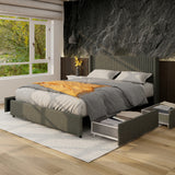 Upholstered Wingback Platform Bed with Patented 4 Drawers Storage
