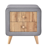 Upholstered Wooden Nightstand with 2 Drawers,Fully Assembled Except Legs and Handles,Bedside Table with Rubber Wood Leg