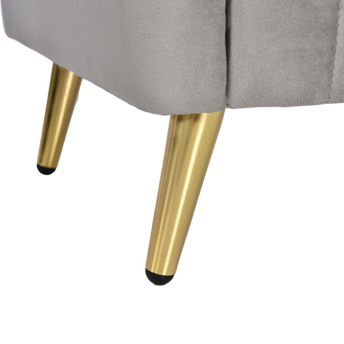 Upholstered Wooden Nightstand with 3 Drawers and Metal Legs