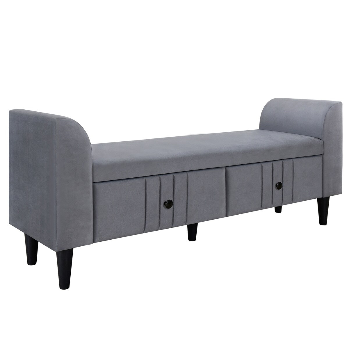 Upholstered Wooden Storage Ottoman Bench with 2 Drawers For Bedroom