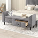 Upholstered Wooden Storage Ottoman Bench with 2 Drawers For Bedroom