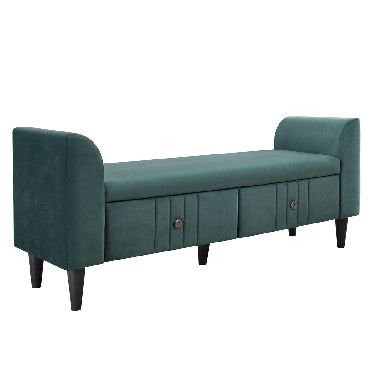 Upholstered Wooden Storage Ottoman Bench with 2 Drawers For Bedroom