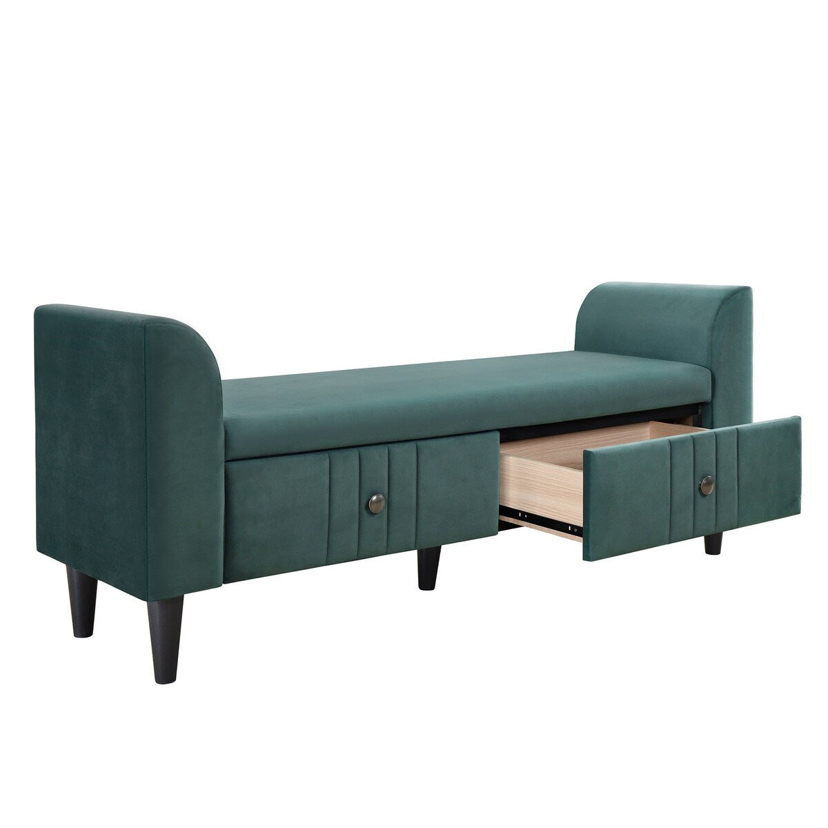 Upholstered Wooden Storage Ottoman Bench with 2 Drawers For Bedroom