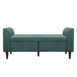 Upholstered Wooden Storage Ottoman Bench with 2 Drawers For Bedroom