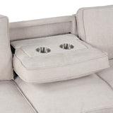 Upholstery Sleeper Sectional Sofa with Storage Space, Living Room Sets with USB port, 2 Cup Holders on Back Cushions, Beige