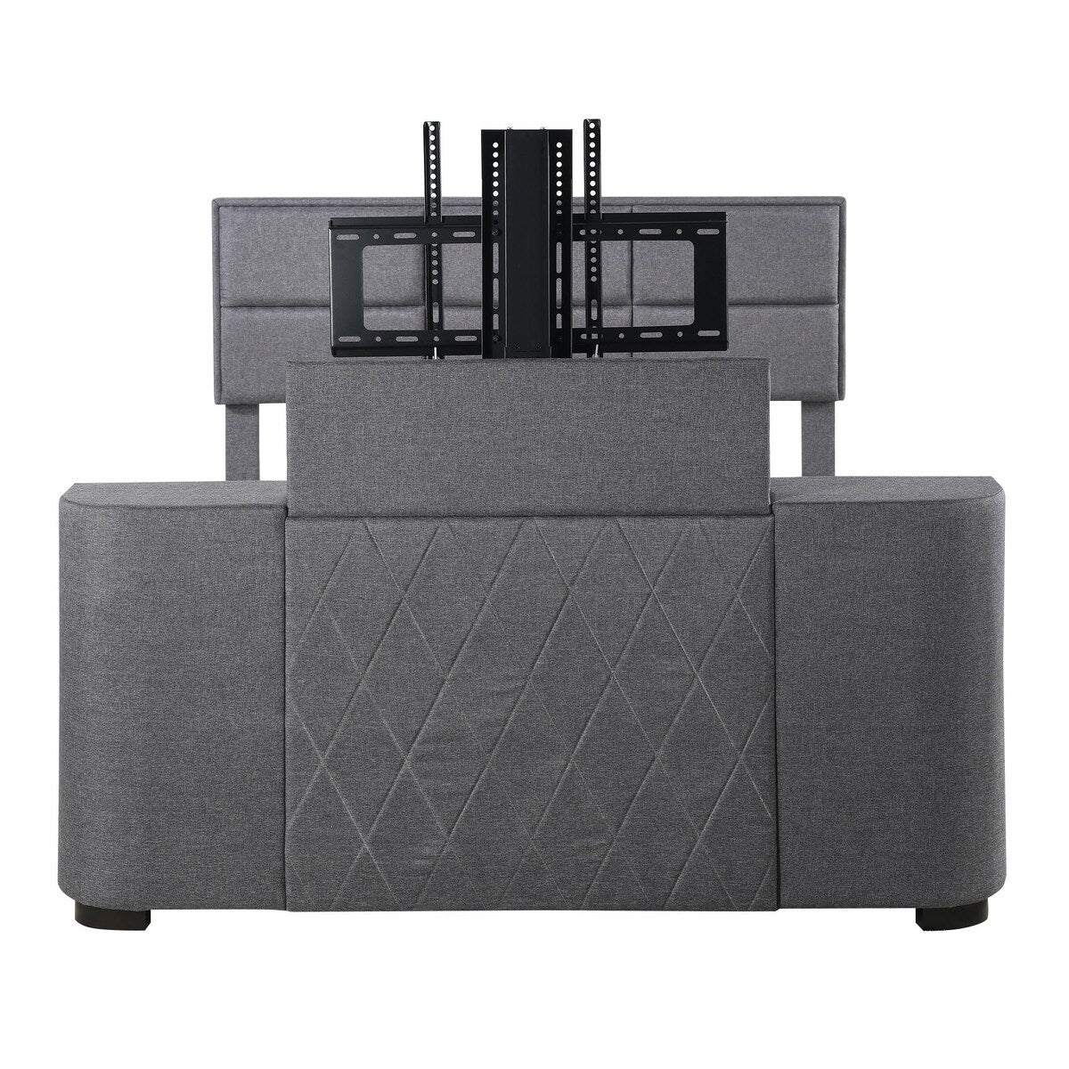 Upholstery TV Platform Bed Frame with Height- adjustable Headboard and Support Legs
