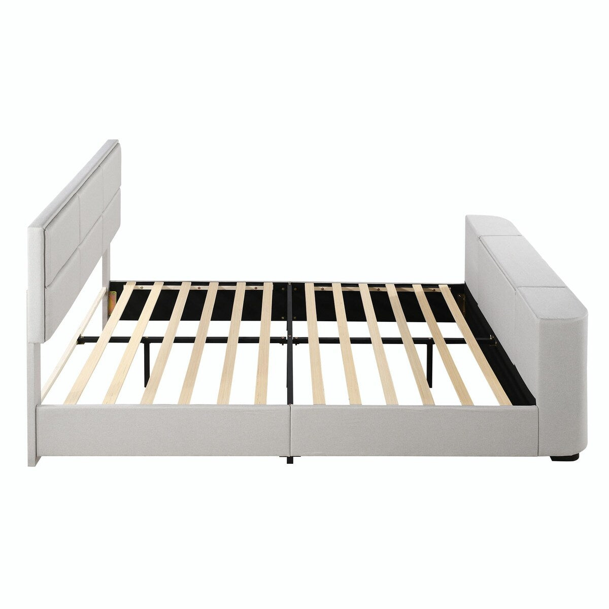 Upholstery TV Platform Bed Frame with Height- adjustable Headboard and Support Legs
