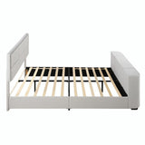 Upholstery TV Platform Bed Frame with Height- adjustable Headboard and Support Legs