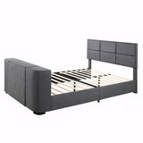 Upholstery TV Platform Bed Frame with Height- adjustable Headboard and Support Legs