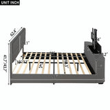 Upholstery TV Platform Bed Frame with Height- adjustable Headboard and Support Legs