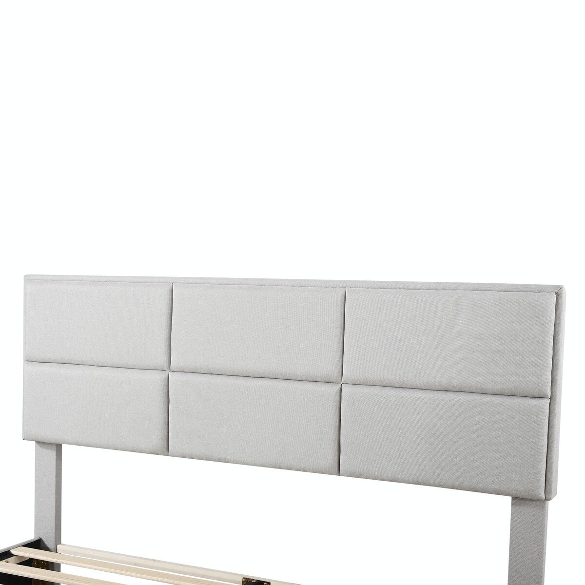 Upholstery TV Platform Bed Frame with Height- adjustable Headboard and Support Legs