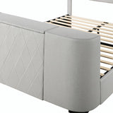 Upholstery TV Platform Bed Frame with Height- adjustable Headboard and Support Legs