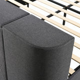 Upholstery TV Platform Bed Frame with Height- adjustable Headboard and Support Legs