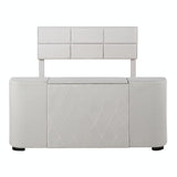 Upholstery TV Platform Bed Frame with Height- adjustable Headboard and Support Legs