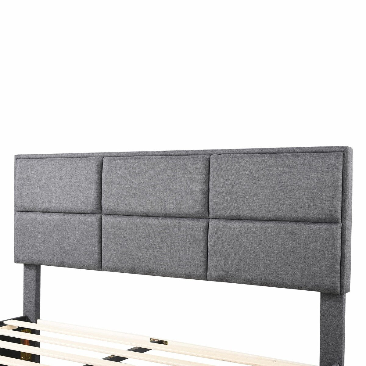 Upholstery TV Platform Bed Frame with Height- adjustable Headboard and Support Legs