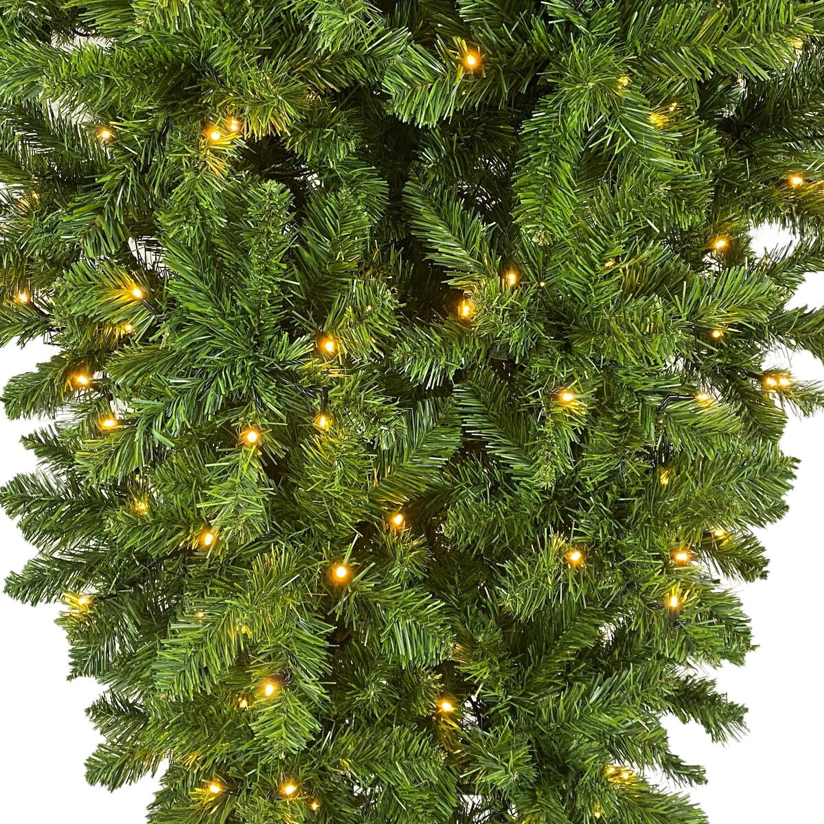 Upside Down Green Christmas Tree - LED Warm White Lights, Sturdy Metal Base - 6ft Easy Assembly