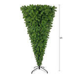 Upside Down Green Christmas Tree - LED Warm White Lights, Sturdy Metal Base - 6ft Easy Assembly
