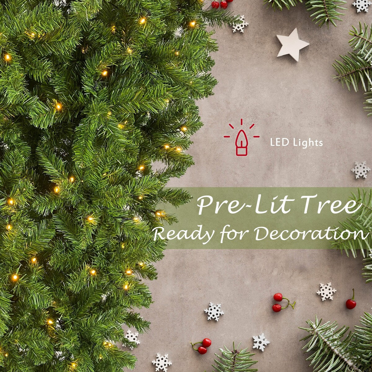 Upside Down Green Christmas Tree - LED Warm White Lights, Sturdy Metal Base - 6ft Easy Assembly