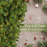 Upside Down Green Christmas Tree - LED Warm White Lights, Sturdy Metal Base - 6ft Easy Assembly