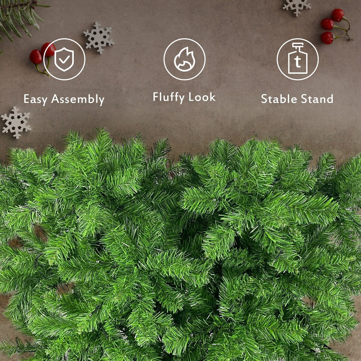 Upside Down Green Christmas Tree - LED Warm White Lights, Sturdy Metal Base - 6ft Easy Assembly