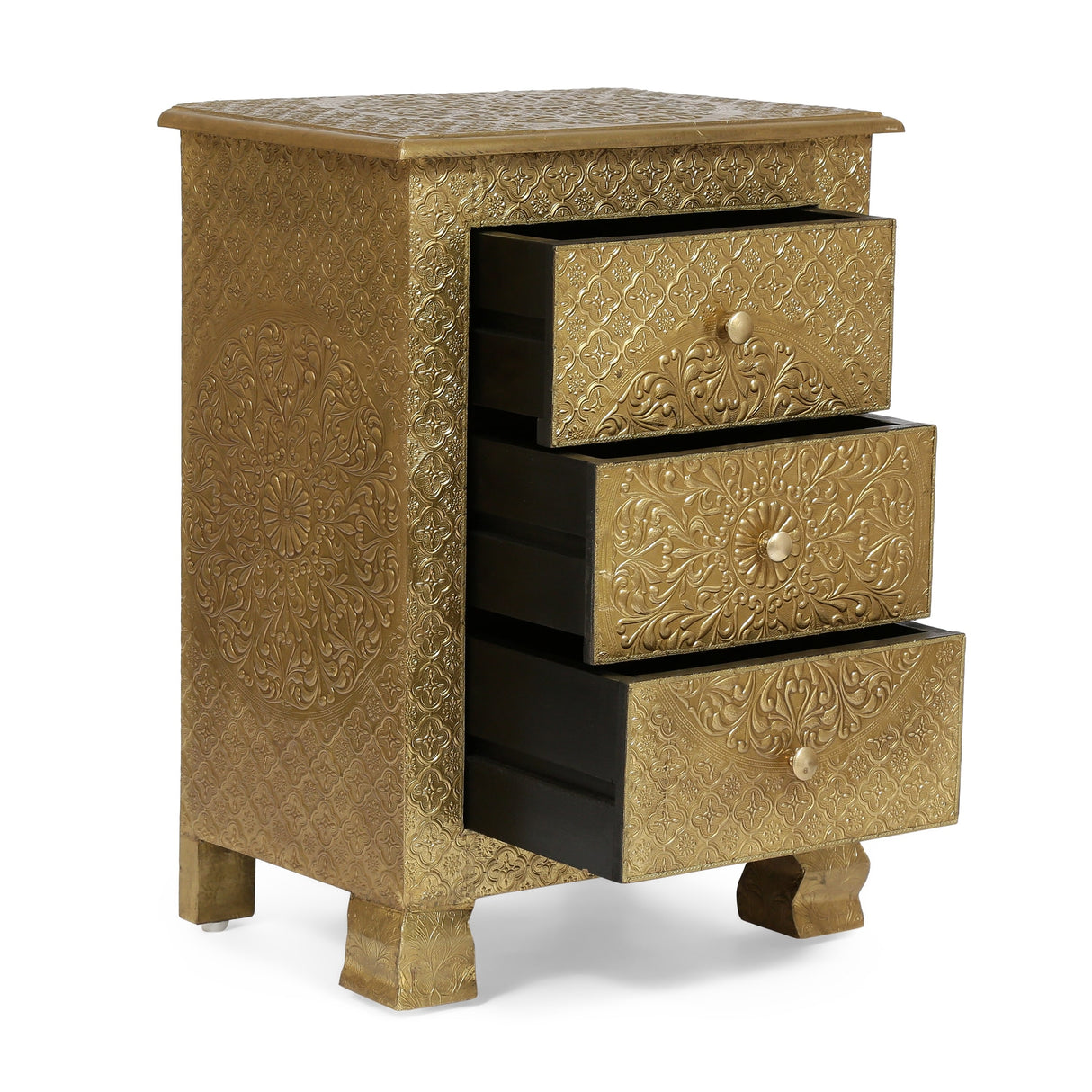 Upson Handcrafted Boho 3 Drawer Nightstand by Christopher Knight Home