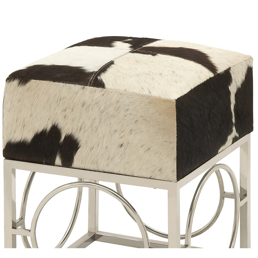 Urban Designs Cowhide and Nickel 22-Inch Accent Stool