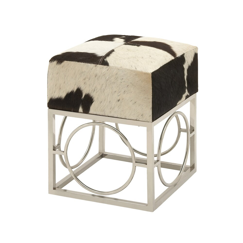 Urban Designs Cowhide and Nickel 22-Inch Accent Stool