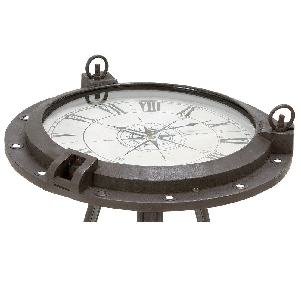 Industrial Metal Round Clock Coffee Table