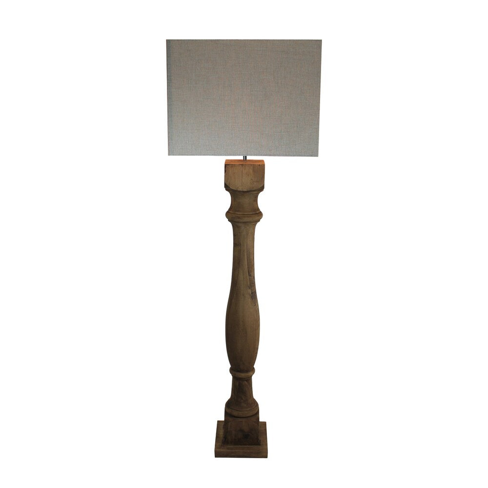 Urban Designs Rustic 66-Inch Handcrafted Solid Wood And Square Beige Shade Floor Lamp