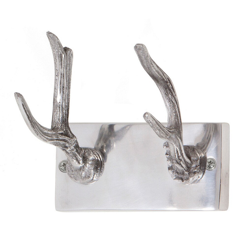 Vintage Antler Aluminum Wall Mount Rack with Two Hooks