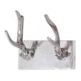 Vintage Antler Aluminum Wall Mount Rack with Two Hooks