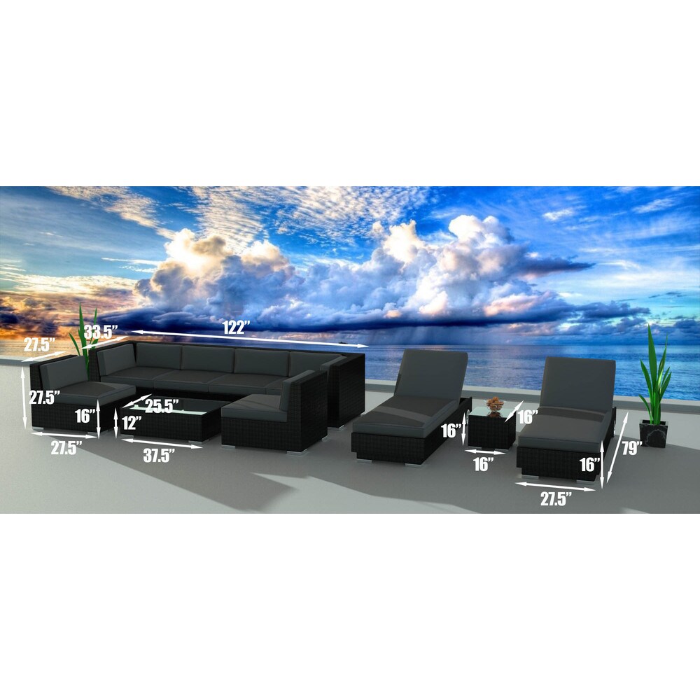 Urban Furnishing Black Series Wicker/Rattan Outdoor Patio Furniture Set
