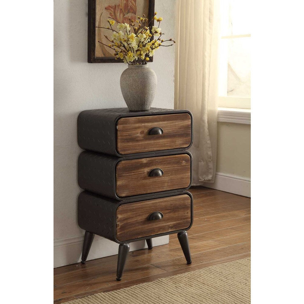 Urban Loft Distressed Wood 3-drawer Rounded Chest