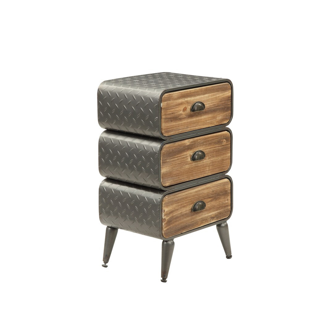 Urban Loft Distressed Wood 3-drawer Rounded Chest